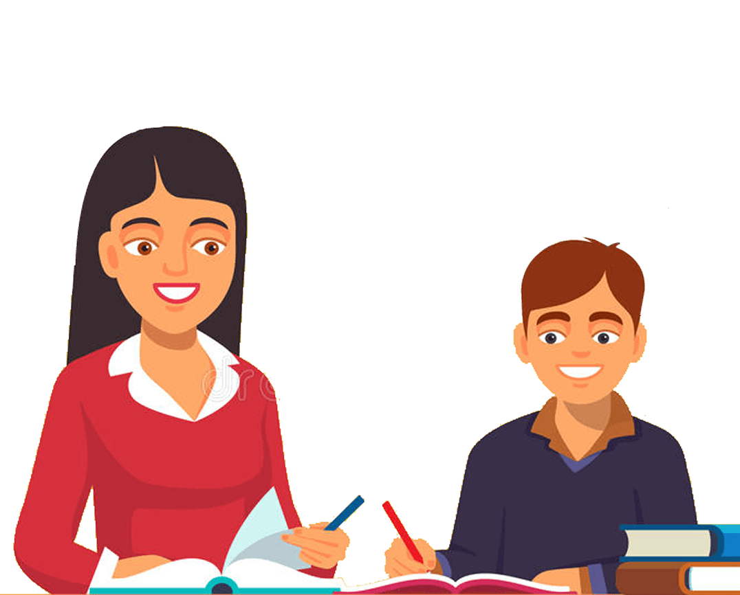 Home tutoring illustration showing tutor helping student